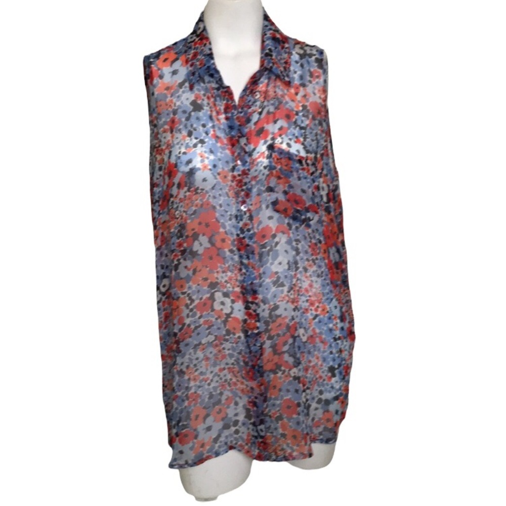 Equipment Femme Whimsical Floral Silk Blouse Sz M